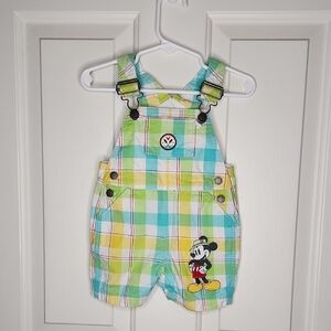 Disney Baby Mickey Plaid Shortalls Size 3-6 months